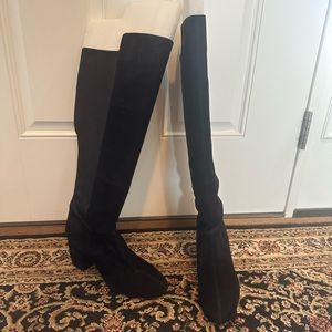 Nine West women’s size 12 black suede over the knee dress boots block heel
